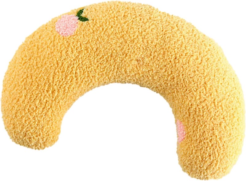 HEEPDD Plush Pet Pillow, Moon Shape Sleeping Mat for Dogs Cats with Pearl Cotton, Multifunctional Cushion for Pet Cervical Protection Home Decor (Light Yellow) - Image 2