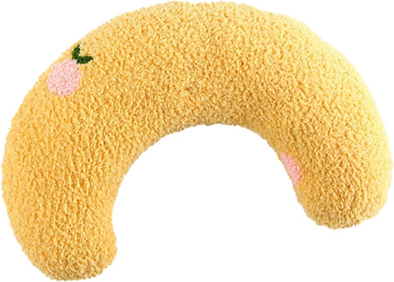 HEEPDD Plush Pet Pillow, Moon Shape Sleeping Mat for Dogs Cats with Pearl Cotton, Multifunctional Cushion for Pet Cervical Protection Home Decor (Light Yellow) - Image 1