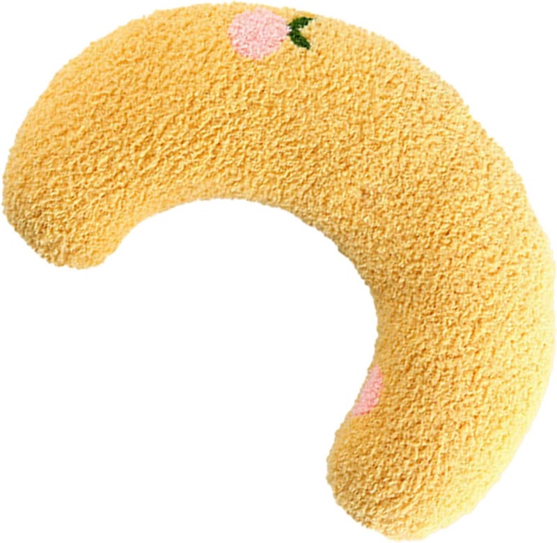HEEPDD Plush Pet Pillow, Moon Shape Sleeping Mat for Dogs Cats with Pearl Cotton, Multifunctional Cushion for Pet Cervical Protection Home Decor (Light Yellow) - Image 4