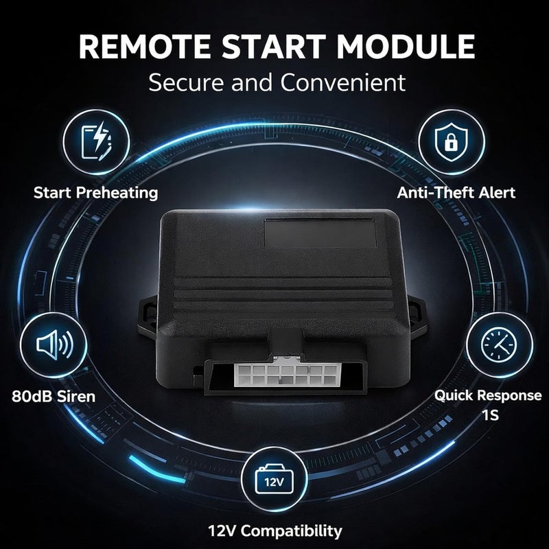 Car Keyless Entry Remote Start Module, 12V Fireproof ABS Preheating Cooling Security System - One - Way Anti - Theft Device, Horn Alarm, Suitable for Petrol and Vehicles - Image 3