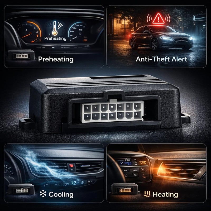 Car Keyless Entry Remote Start Module, 12V Fireproof ABS Preheating Cooling Security System - One - Way Anti - Theft Device, Horn Alarm, Suitable for Petrol and Vehicles - Image 4