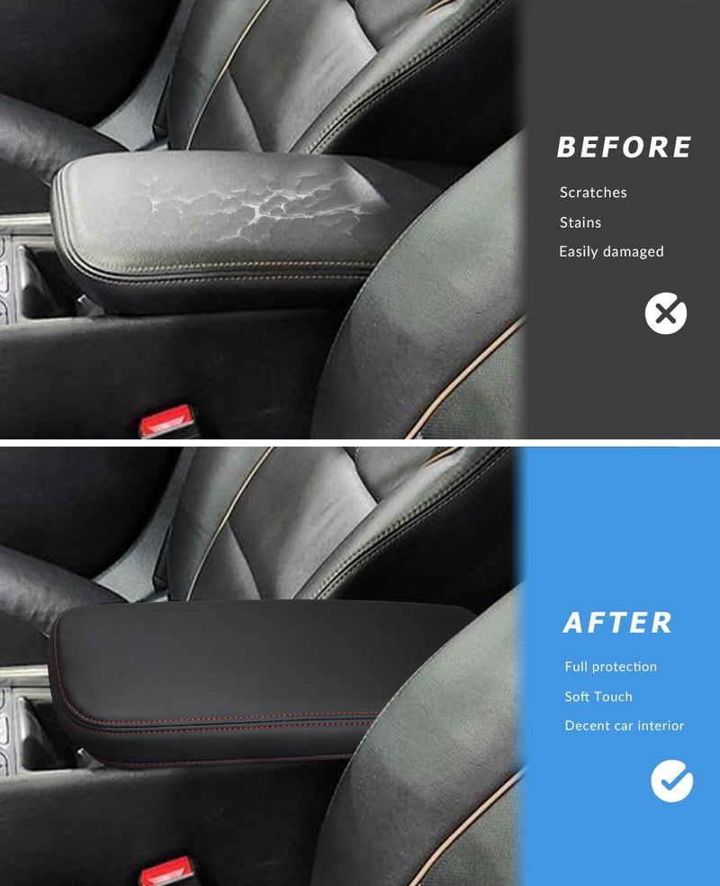 INTGET for Chevy Impala Center Console Cover Leather with Thin Pad for Chevrolet Chevy Impala Accessories Car Interior Middle Console Armrest Cover 2014 2015 2016 2017 2018 2019 2020 (Red Stitches) - Image 5