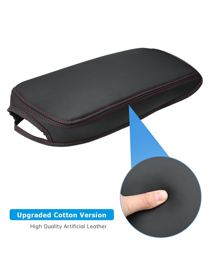 INTGET for Chevy Impala Center Console Cover Leather with Thin Pad for Chevrolet Chevy Impala Accessories Car Interior Middle Console Armrest Cover 2014 2015 2016 2017 2018 2019 2020 (Red Stitches) - Image 2