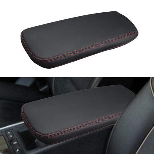 INTGET for Chevy Impala Center Console Cover Leather with Thin Pad for Chevrolet Chevy Impala Accessories Car Interior Middle Console Armrest Cover 2014 2015 2016 2017 2018 2019 2020 (Red Stitches) - Image 1