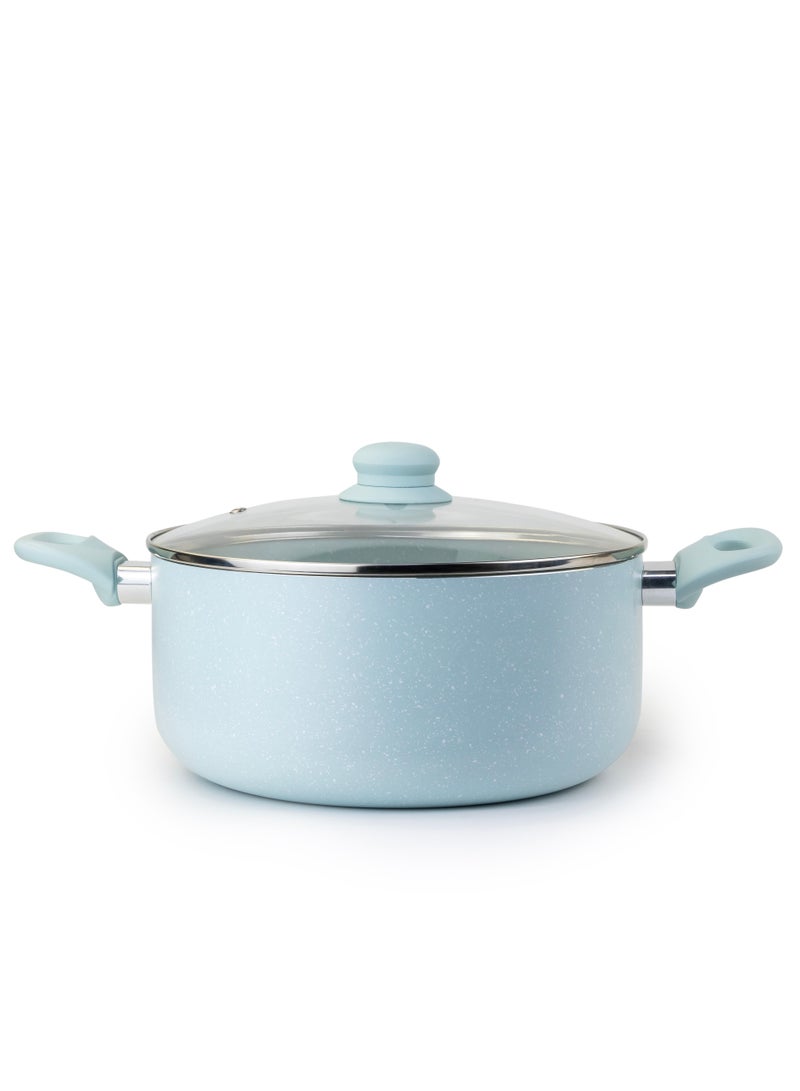 Wilson Oak Casserole with Lid and Marble Coating, Soft Touch Handle Stew Pot Suitable for Gas Electric Induction and Ceramic Stove Dutch Oven - 26cm – Blue - Image 1
