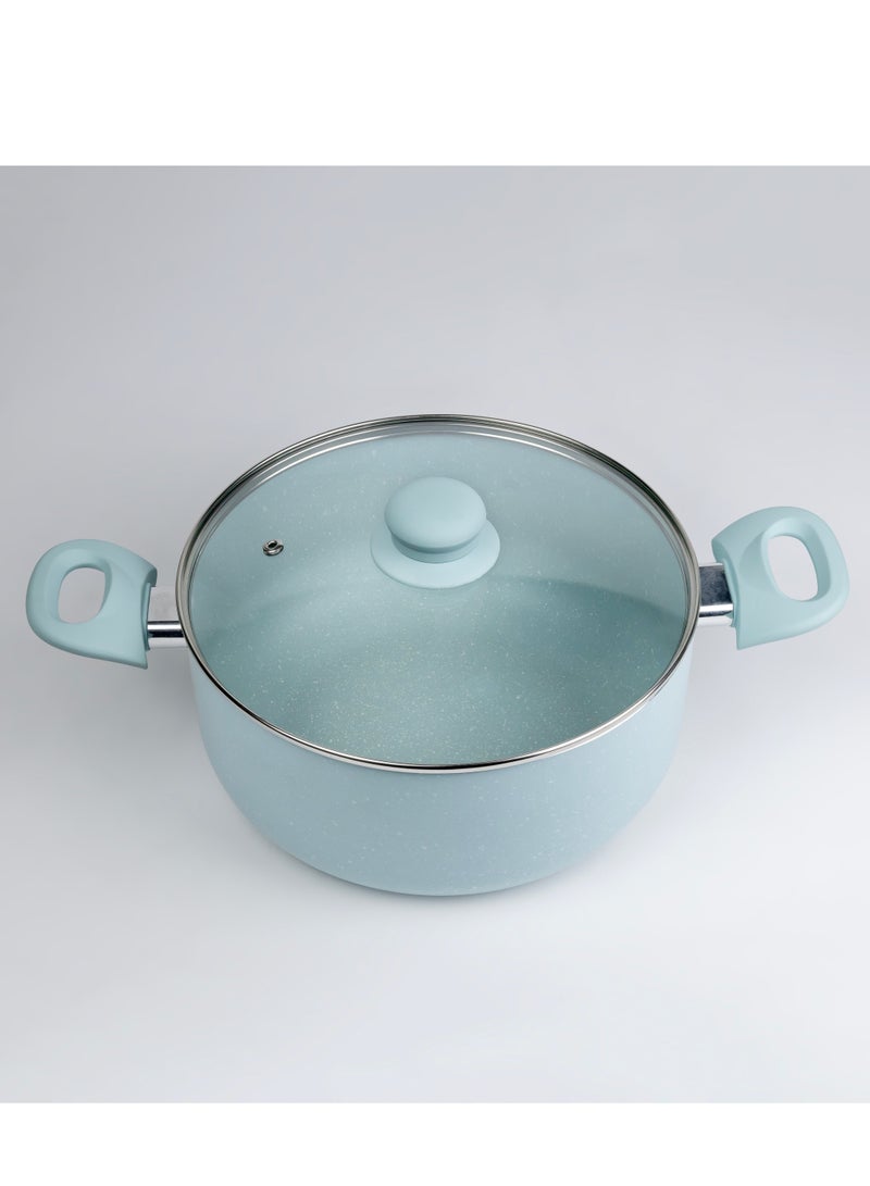 Wilson Oak Casserole with Lid and Marble Coating, Soft Touch Handle Stew Pot Suitable for Gas Electric Induction and Ceramic Stove Dutch Oven - 26cm – Blue - Image 2