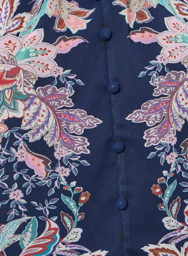 Styli Women Navy Blue Paisley Print Blouse