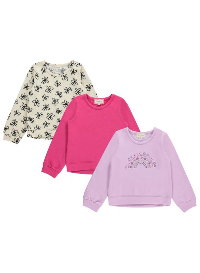 BTween Girls 3-Piece Crew Neck Fleece Sweatshirt Set Long Sleeve Cotton Blend Pullover, Soft and Comfortable, Sizes 4-12 - Image 1