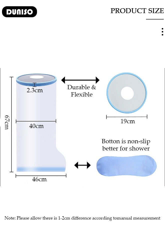 DUNISO Water Proof Leg Cast Cover for Shower,Watertight Foot Protector Waterproof,Reusable Sealed Protection Bag to Keep Wound Bandage Dry,No Mark on Skin Reusable for Bathing Broken Foot Ankle Knee Toe Burns  - Image 2