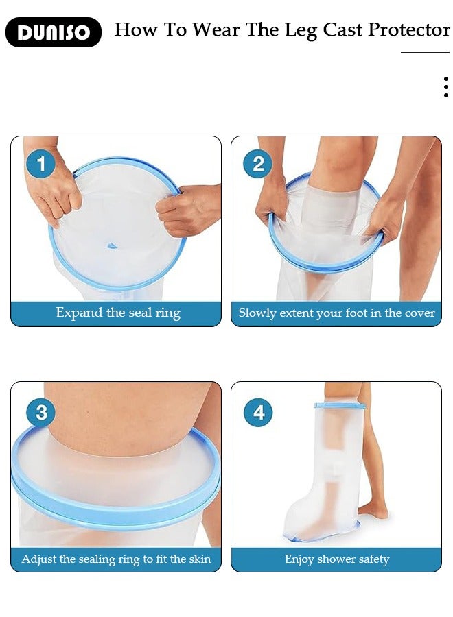 DUNISO Water Proof Leg Cast Cover for Shower,Watertight Foot Protector Waterproof,Reusable Sealed Protection Bag to Keep Wound Bandage Dry,No Mark on Skin Reusable for Bathing Broken Foot Ankle Knee Toe Burns  - Image 4