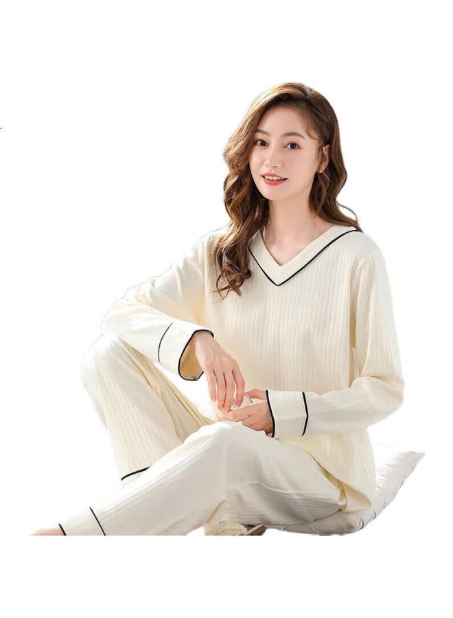 GUJIN 100% Cotton Women'S Pajamas, Spring And Summer Pure Cotton Elegant V-Neck Casual Loungewear, Suitable For Outdoor Wear - Image 1