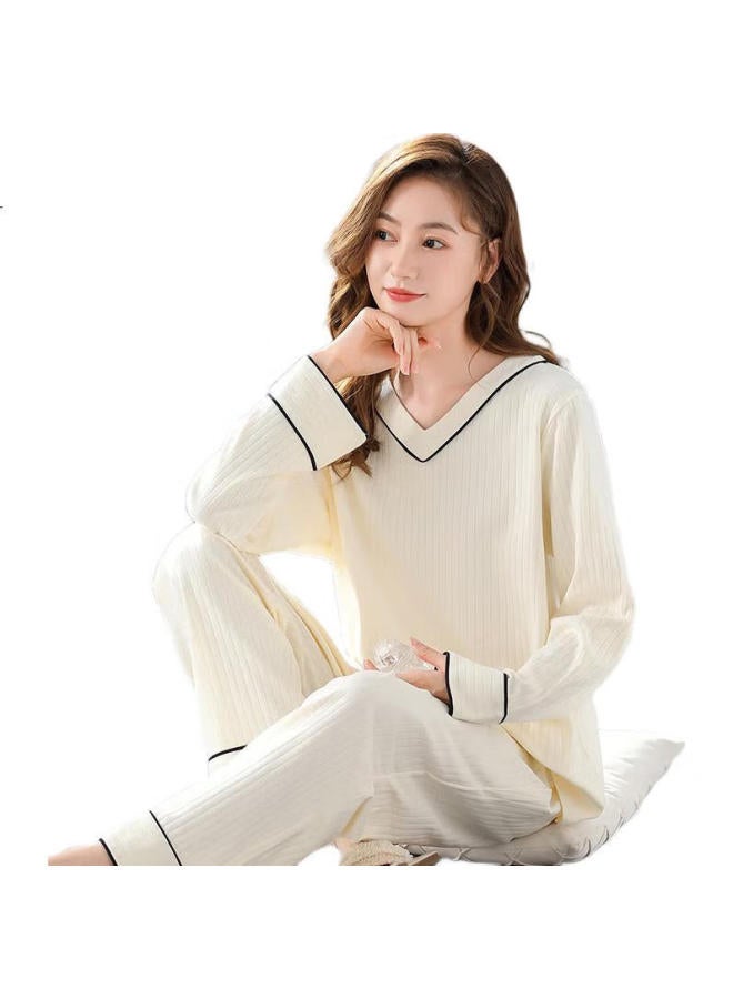 GUJIN 100% Cotton Women'S Pajamas, Spring And Summer Pure Cotton Elegant V-Neck Casual Loungewear, Suitable For Outdoor Wear - Image 3