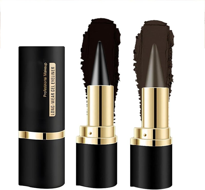 Waterproof Eyeliner Pencil Smudge Proof Long Lasting Gel Eyeliner Pen Highly Pigmented Kohl for Women Perfect for Daily or Party Looks with Unique Design and Stylish Black Grey