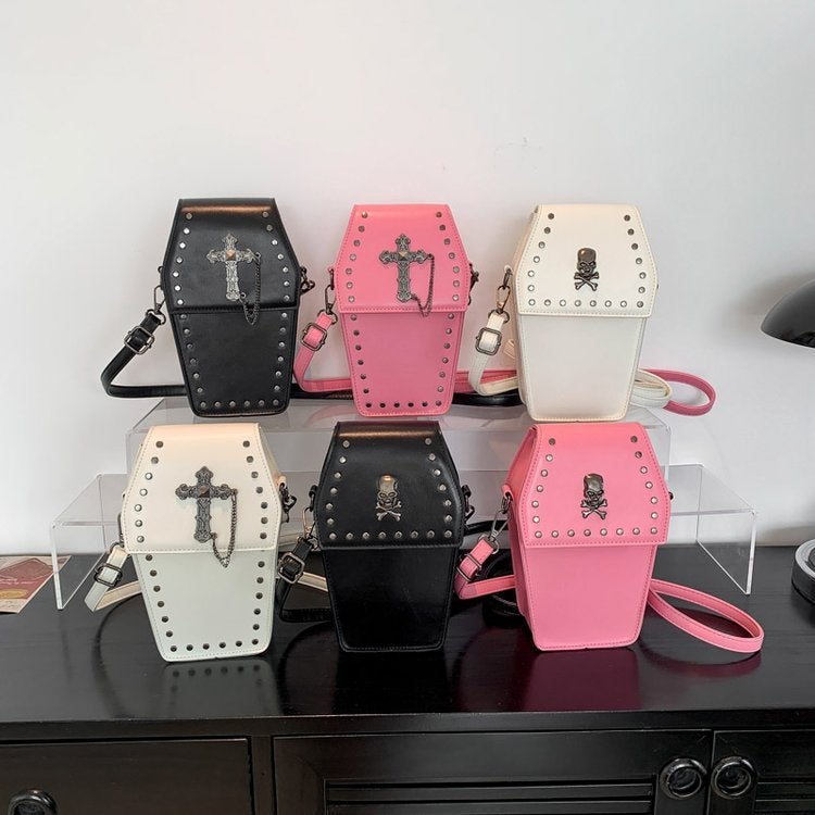 Women'S Bag Rivet Small Square Bag Retro Gothic Vertical Mobile Phone Bag Women'S Crossbody Bag - Image 2