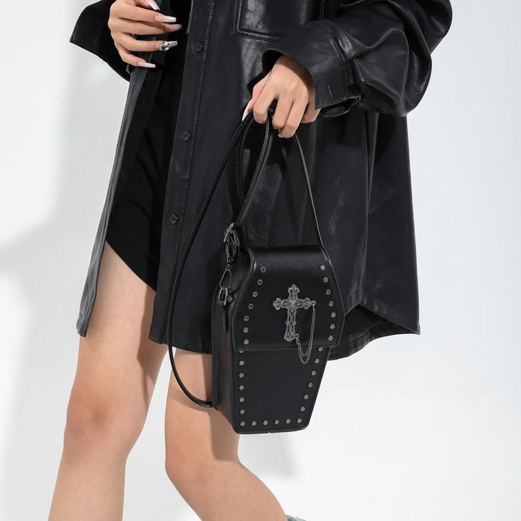 Women'S Bag Rivet Small Square Bag Retro Gothic Vertical Mobile Phone Bag Women'S Crossbody Bag - Image 4