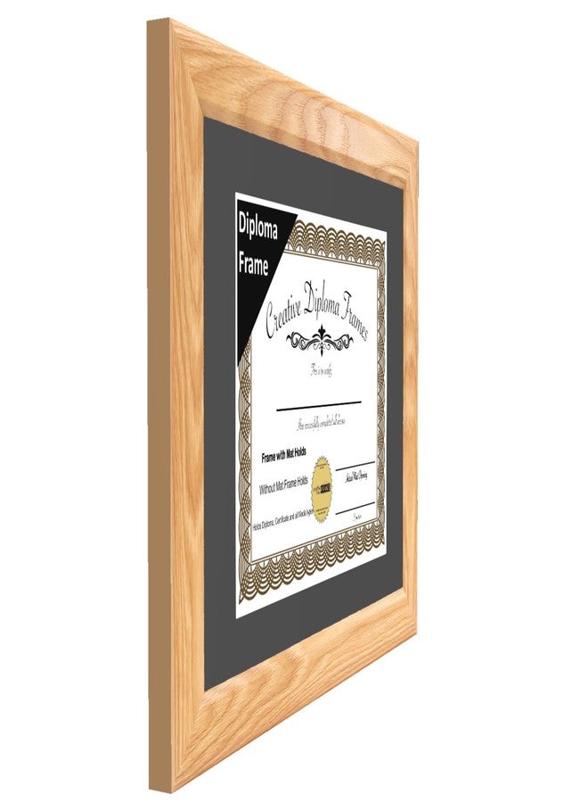 Creative Picture Frames 10x13 Oak Finish Diploma Frame with Black Mat Glass Easel and Installed Wall Hangers | Frame Holds 11x14 Media without Mat - Image 3