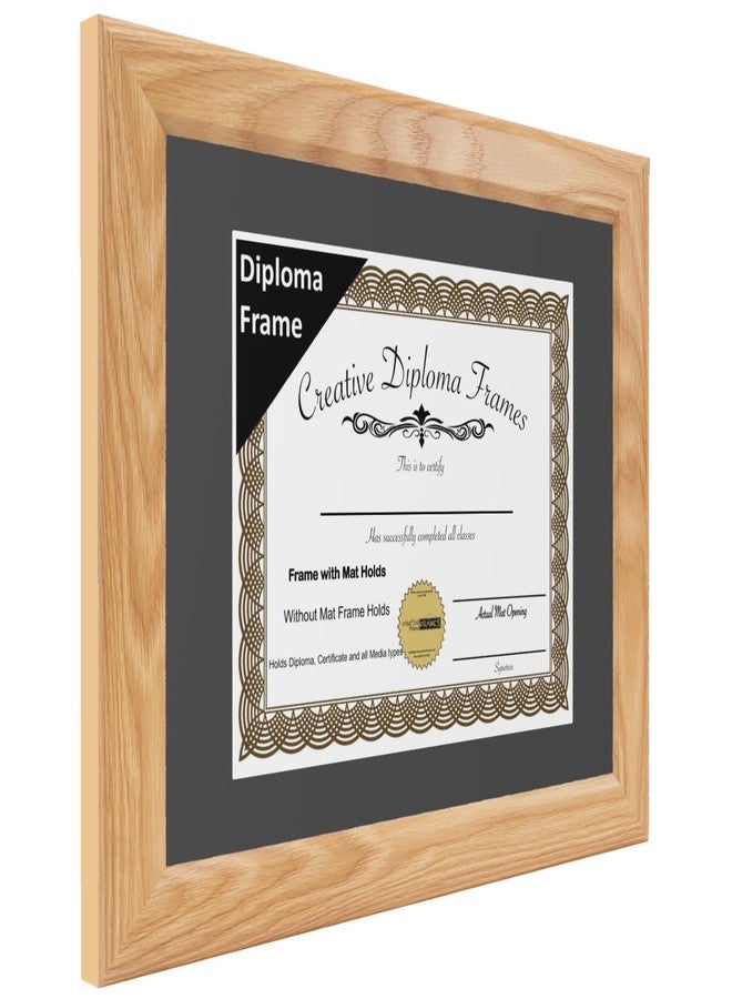 Creative Picture Frames 10x13 Oak Finish Diploma Frame with Black Mat Glass Easel and Installed Wall Hangers | Frame Holds 11x14 Media without Mat - Image 2