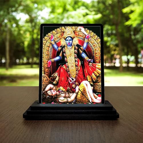 VPRINT QUALITY Kali MATA Wooden Car Dashboard Idol Figurine Handcrafted Showpiece Statue for Home Decor Religious Murti for Festivals - Multicolor - (Size 3x5 Inches) - Image 1