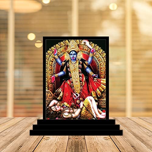 VPRINT QUALITY Kali MATA Wooden Car Dashboard Idol Figurine Handcrafted Showpiece Statue for Home Decor Religious Murti for Festivals - Multicolor - (Size 3x5 Inches) - Image 4