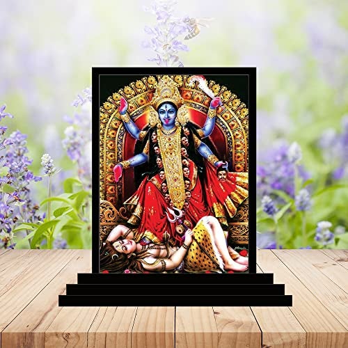 VPRINT QUALITY Kali MATA Wooden Car Dashboard Idol Figurine Handcrafted Showpiece Statue for Home Decor Religious Murti for Festivals - Multicolor - (Size 3x5 Inches) - Image 2