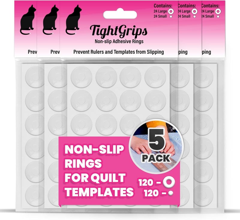 TightGrips Non-Slip Grips for Quilt Templates - 48 Pieces Total - 24 Large & 24 Small - 5 Pack - Image 1