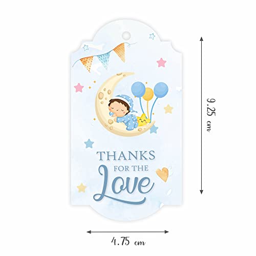 Chic a Choc Baby Shower/Birth Ceremony Gift Tags. Thank You For The Love. 50 Gift Tags in Pastel Watercolour Print. With Jute String for attaching to Gifts and Cake Boxes. It’s a Boy. - Image 2