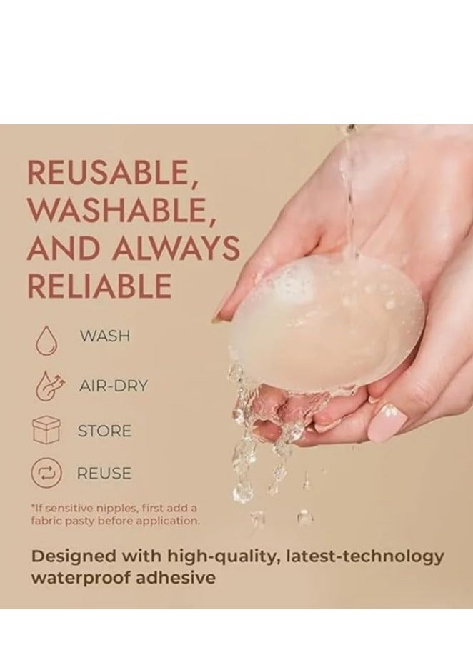 بلان A أغطية سيليكون لاصقة للصدر للنساء، قابلة لإعادة الاستخدام، مصممة لتوفير راحة فائقة وتغطية سلسة وغير مرئية تحت الملابس. خفيفة ورقيقة، تمنح مظهرًا طبيعيًا وثباتًا مثاليًا طوال اليوم - Image 3