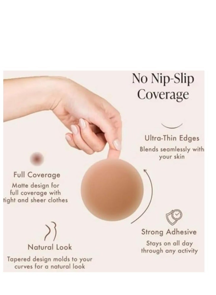 بلان A أغطية سيليكون لاصقة للصدر للنساء، قابلة لإعادة الاستخدام، مصممة لتوفير راحة فائقة وتغطية سلسة وغير مرئية تحت الملابس. خفيفة ورقيقة، تمنح مظهرًا طبيعيًا وثباتًا مثاليًا طوال اليوم - Image 4