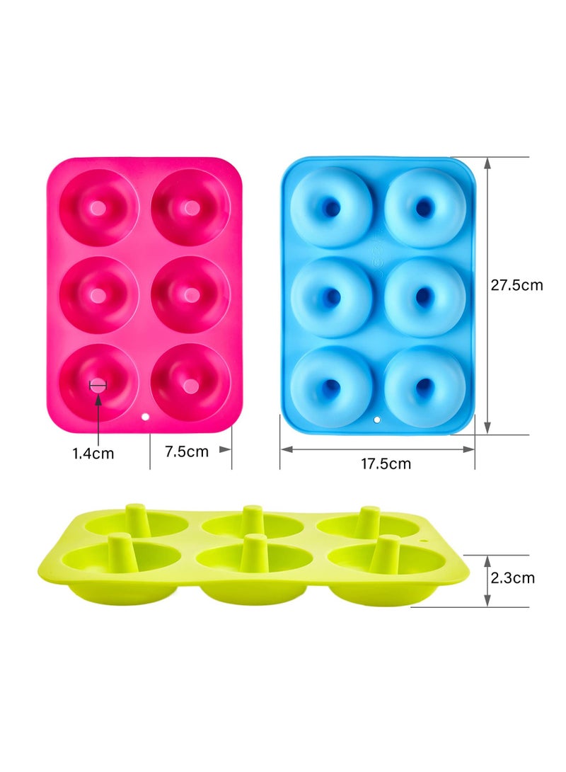 غنافوتو 3 قوالب دونات سيليكون، قوالب غير لاصقة بـ 6 تجاويف، لخبز الدونات، المافن، الباجل، الكوكيز، الكعك - Image 2