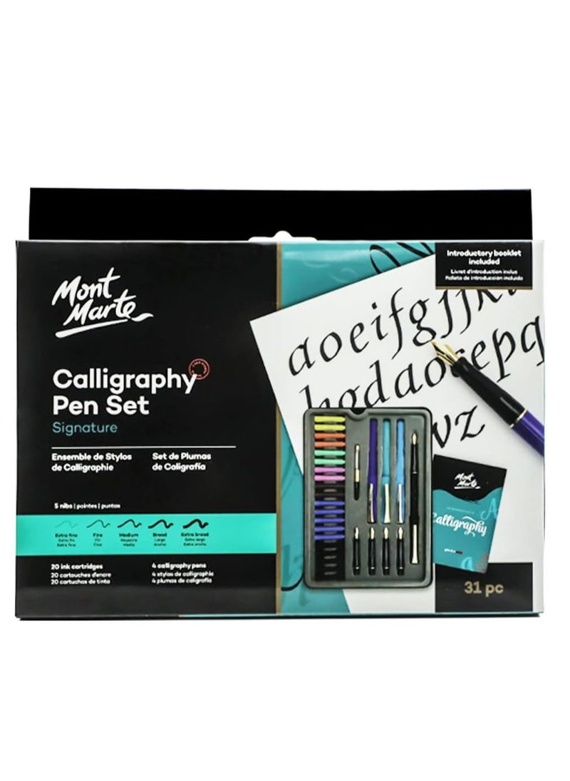 Mont Marte 31-Piece Calligraphy Pen Set With Multicoloured Ink  - Image 1