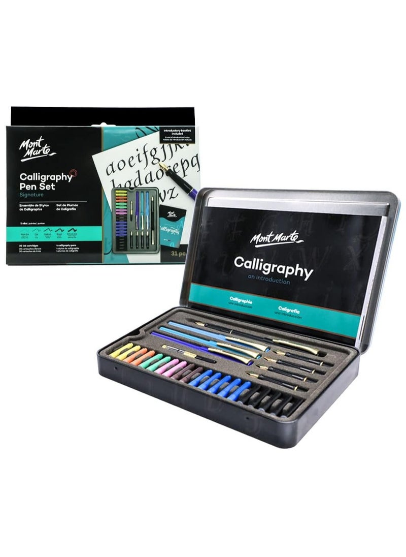 Mont Marte 31-Piece Calligraphy Pen Set With Multicoloured Ink  - Image 4