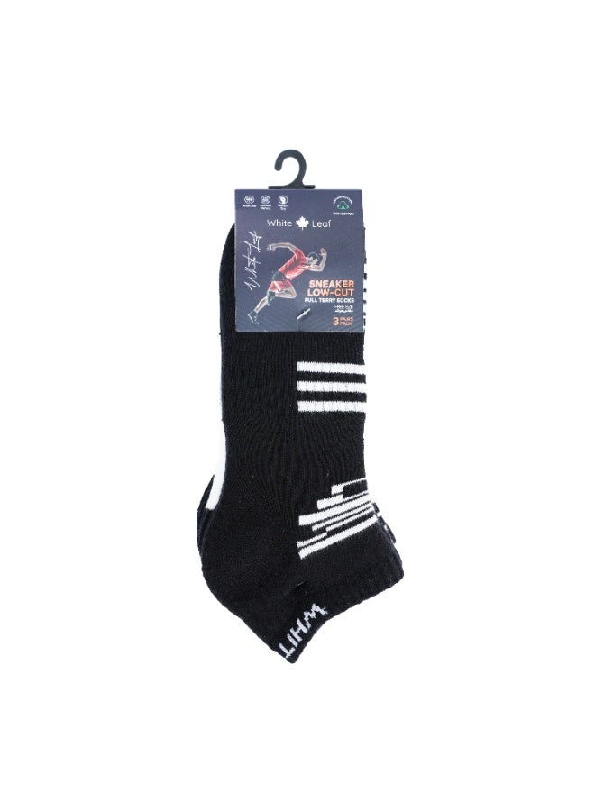 الورقة البيضاء 3 حزم من الجوارب القصيرة ذات النسيج الفروي الكامل للرجال – (أزرق داكن، أسود، أبيض) - Image 5