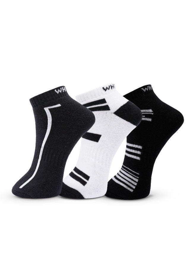 الورقة البيضاء 3 حزم من الجوارب القصيرة ذات النسيج الفروي الكامل للرجال – (أزرق داكن، أسود، أبيض) - Image 1