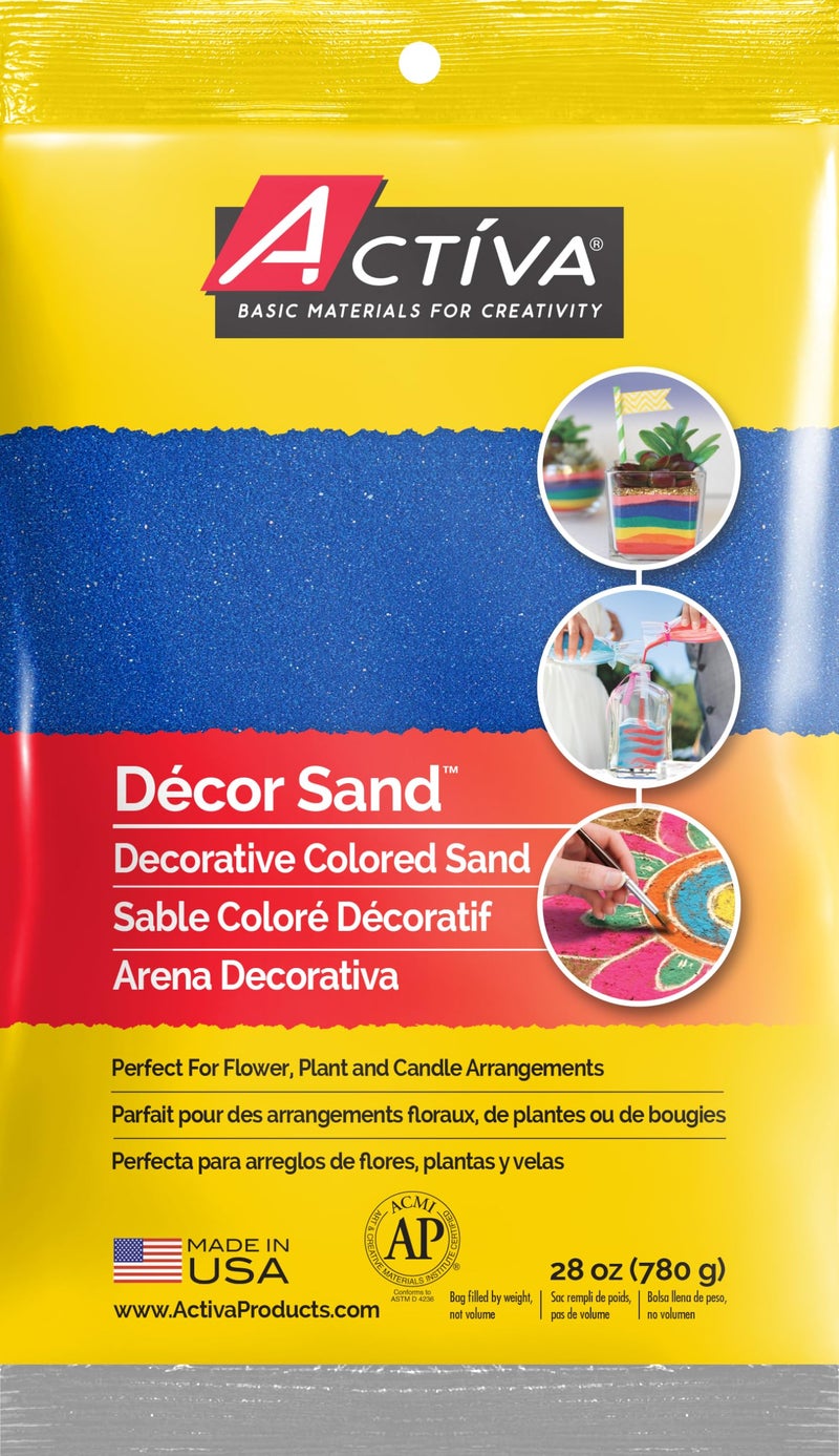 Activa Dark Blue Decorative Colored Sand in Resealable Bag 5lb 227kg Fine Grain FadeProof Sand For Arts Crafts