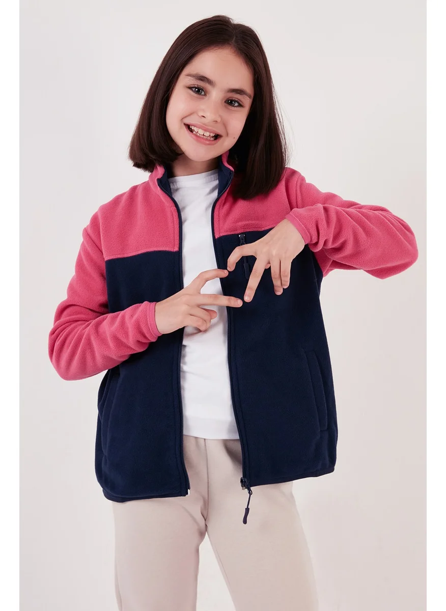 Lela Soft Textured Zippered Color Block Stand Collar Pocket Polar Children's Fleece 5905001