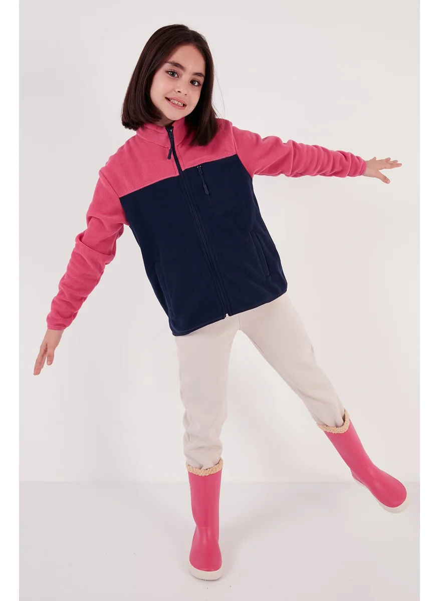Lela Soft Textured Zippered Color Block Stand Collar Pocket Polar Children's Fleece 5905001
