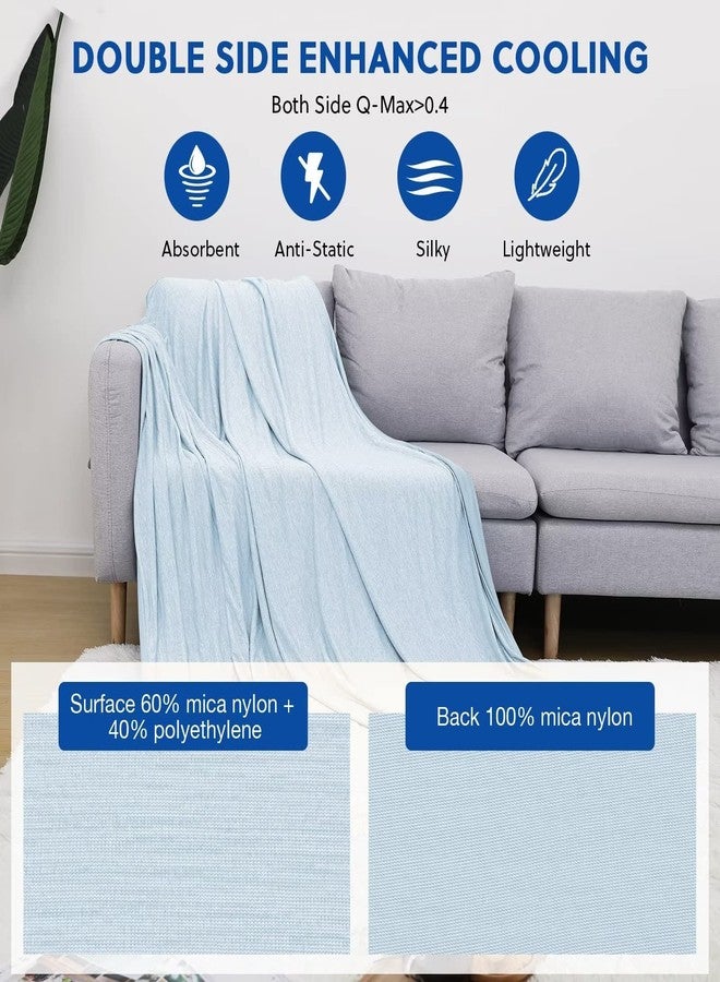 HOMFINE Cooling Blankets for Hot Sleepers - Summer Blanket Thin Lightweight Breathable Soft Double Side Enhanced Cooling Blanket for Bed Sofa, Keep Cool for Night Sweats (Light Blue, 60 x 80 inches) - Image 3
