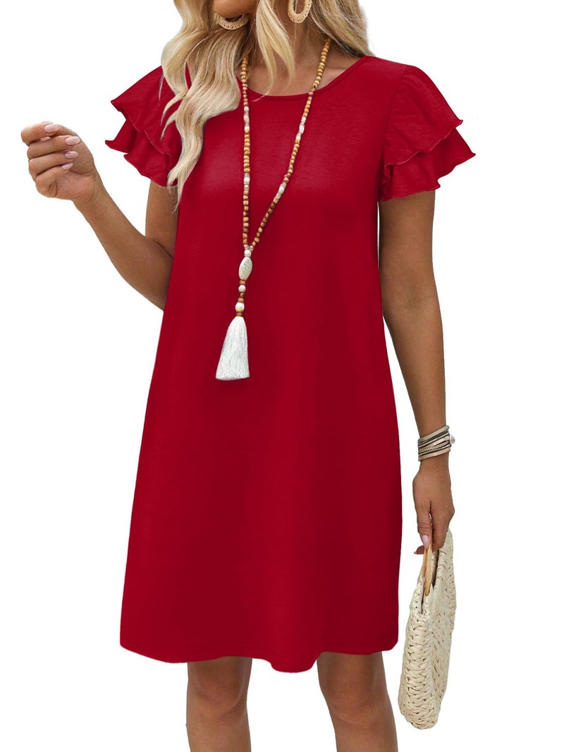 OFEEFAN Plus Size Red Dress Womens Dresses 2026 Spring Summer Sundresses Boho Clothes Casual Elegant Classy Date Outfits 2XL - Image 3