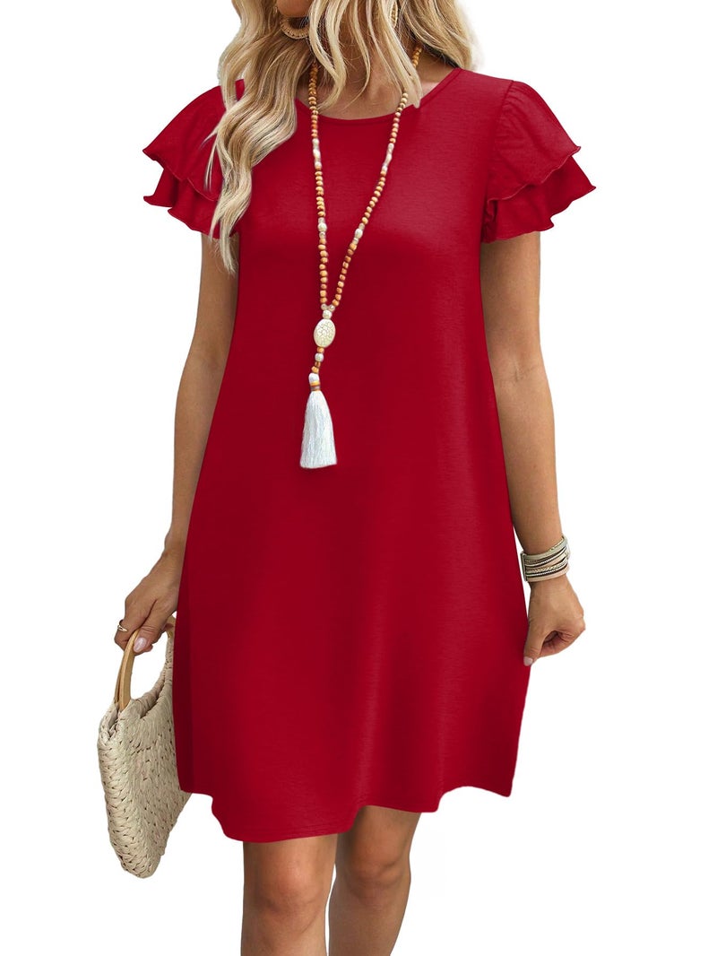 OFEEFAN Plus Size Red Dress Womens Dresses 2026 Spring Summer Sundresses Boho Clothes Casual Elegant Classy Date Outfits 2XL - Image 1
