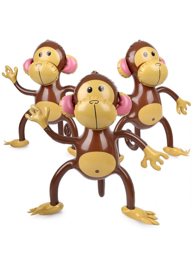 FUTUREPLUSX 3 PCS Inflatable Monkeys, Jungle Animal Balloons Jungle Themed Birthday Party Decorations Baby Shower Party Supplies - Image 1