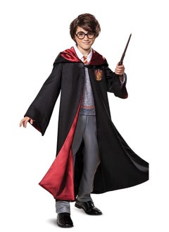 VUCATIN 6PCS Kids Wizard Robes Cosplay Party Costume Magic Adults Wizard Cloak Wizarding Unisex Dress Up Magic Robe Cape Costume Hat Glasses Frame Tie Light Wand Necklace Costume for Boys Girls Gifts  - Image 2