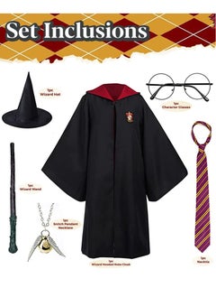 6PCS Kids Wizard Robes Cosplay Party Costume Magic Adults Wizard Cloak Wizarding Unisex Dress Up Magic Robe Cape Costume Hat Glasses Frame Tie Light Wand Necklace Costume for Boys Girls Gifts - pzsku/ZA90FB365DB71D3661E00Z/45/_/1710555504/a43f0ded-0233-4d9c-942b-cba9eeb3d0d2