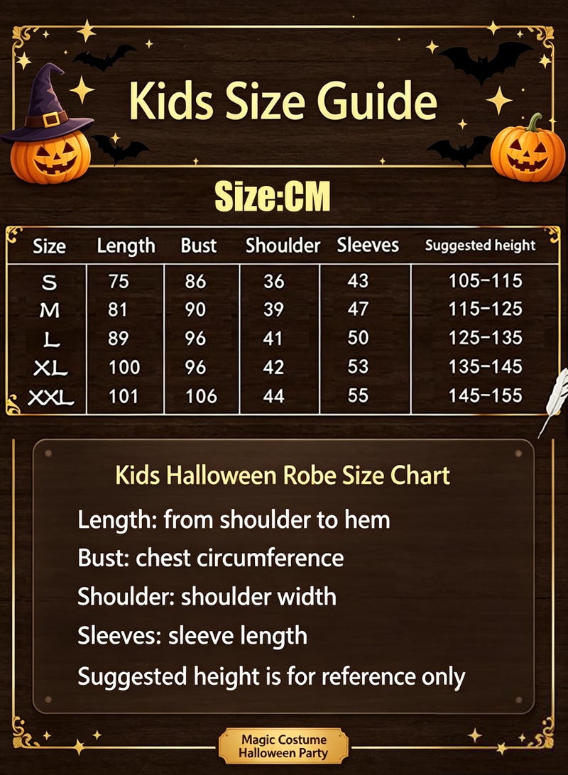VUCATIN 6PCS Kids Wizard Robes Cosplay Party Costume Magic Adults Wizard Cloak Wizarding Unisex Dress Up Magic Robe Cape Costume Hat Glasses Frame Tie Light Wand Necklace Costume for Boys Girls Gifts - Image 5