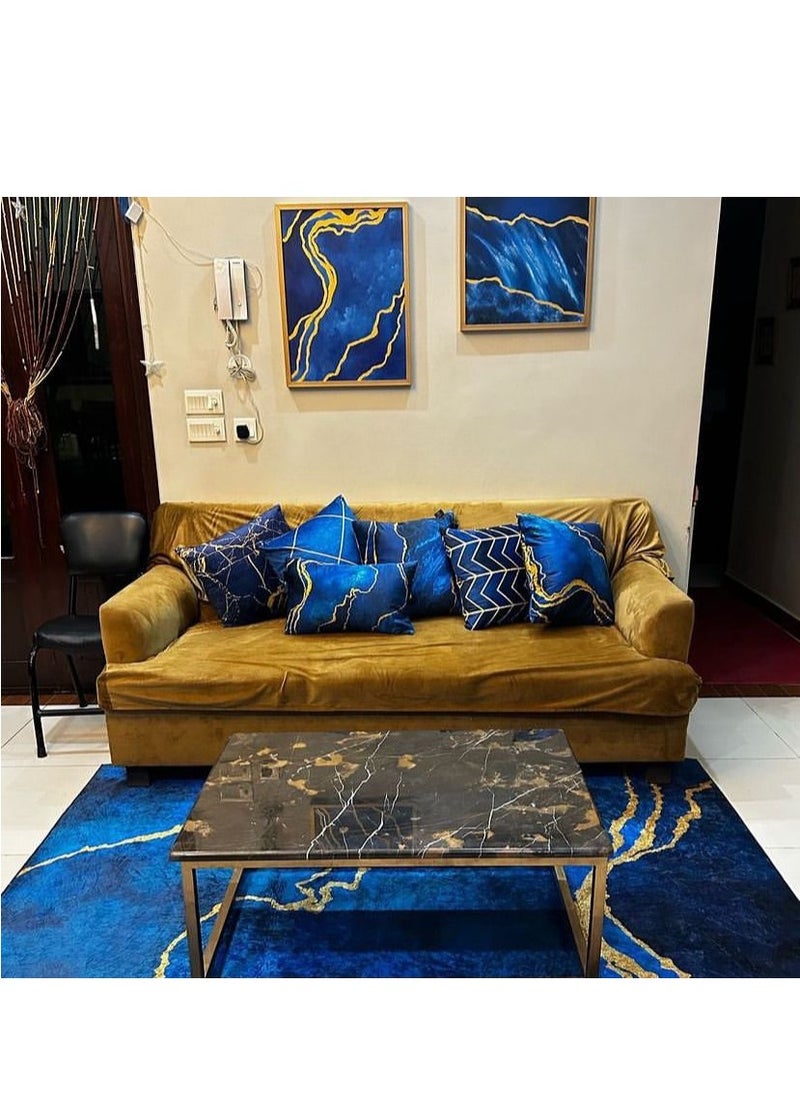 RIZARIES Blue Abstract Centerpiece Rug, Fabric, Rectangle  - Image 1