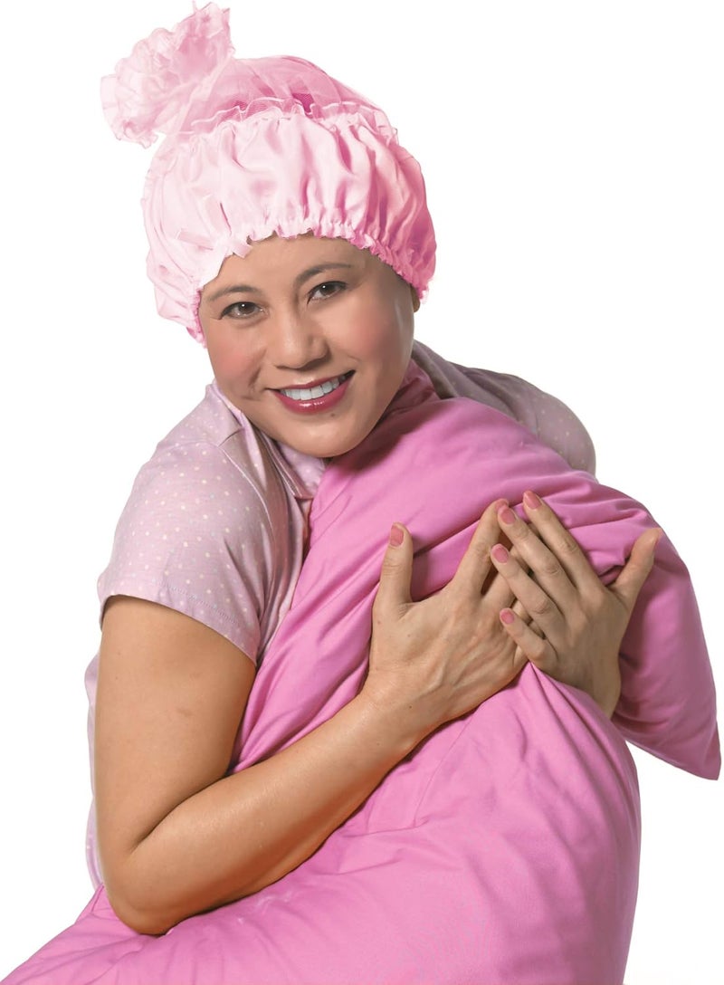 Diane Satin Lined Sleep Cap in Pink - Adjustable Hair Protection - Image 1