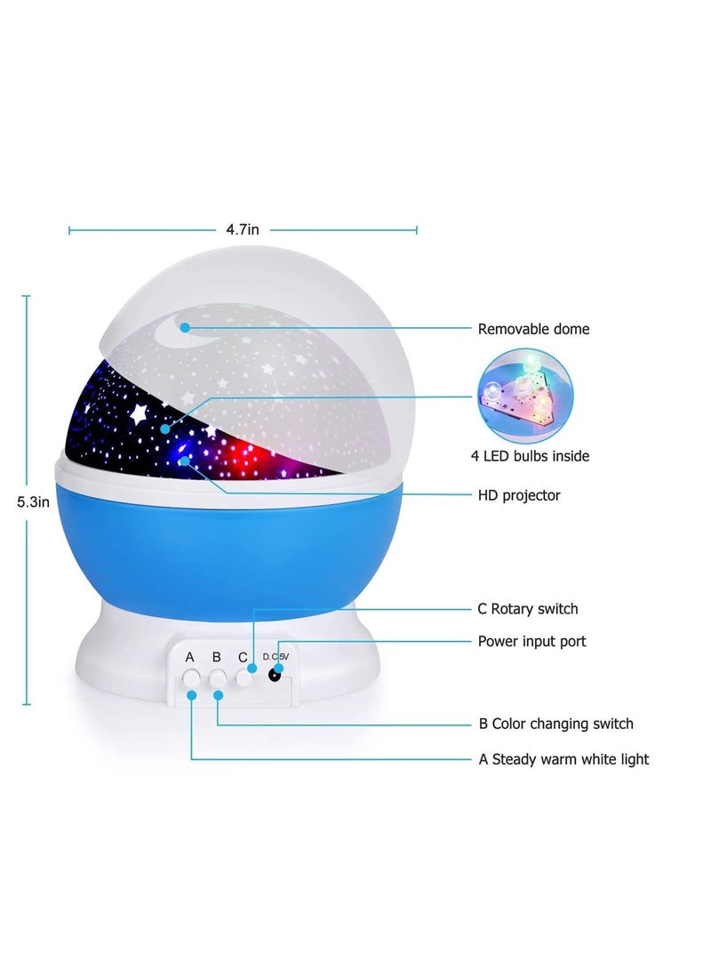 Romantic Rotating Star Moon Sky Rotation Night Projector Light Lamp-blue  - Image 2