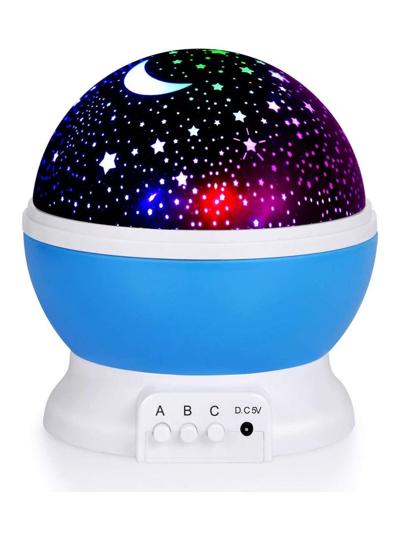 Romantic Rotating Star Moon Sky Rotation Night Projector Light Lamp-blue  - Image 3