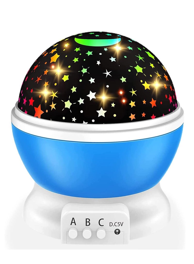 Romantic Rotating Star Moon Sky Rotation Night Projector Light Lamp-blue  - Image 4