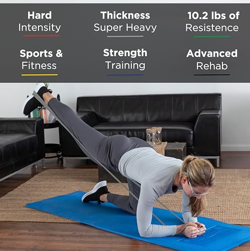 THERABAND Professional Latex Resistance Bands, Individual 6 Ft Elastic Band for Upper & Lower Body Exercise, Physical Therapy, Pilates, At-Home Workouts, 6 Foot, Silver, Super Heavy, Level 7 - Image 2