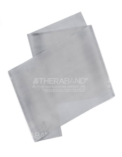THERABAND Professional Latex Resistance Bands, Individual 6 Ft Elastic Band for Upper & Lower Body Exercise, Physical Therapy, Pilates, At-Home Workouts, 6 Foot, Silver, Super Heavy, Level 7 - Image 1